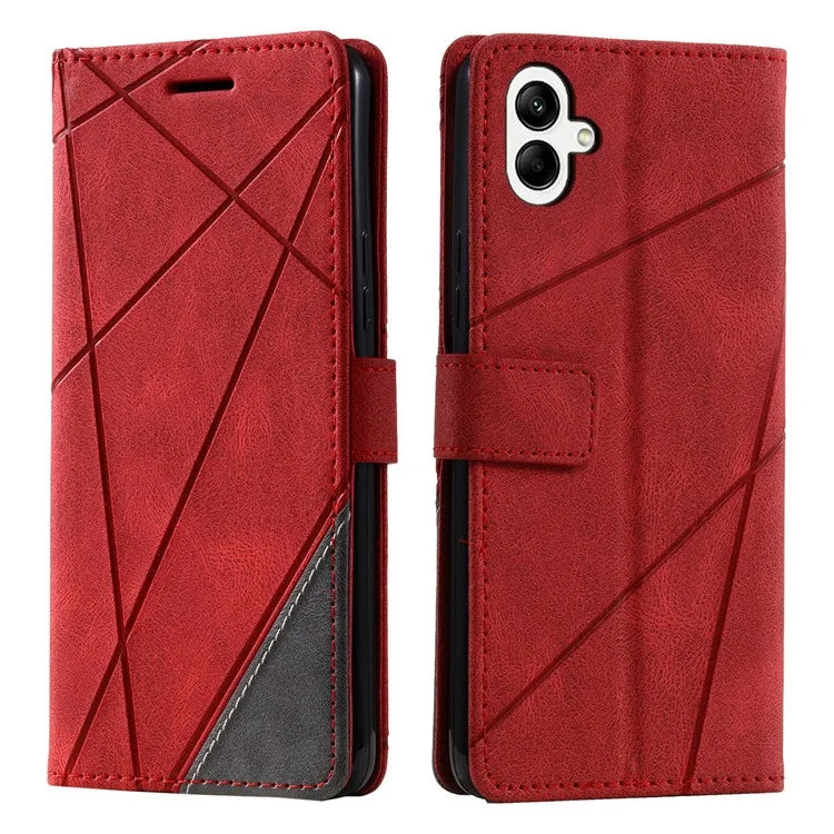 For Samsung Galaxy A04e 4G / F04 4G / M04 4G Case Leather Splicing Design Stand Phone Cover