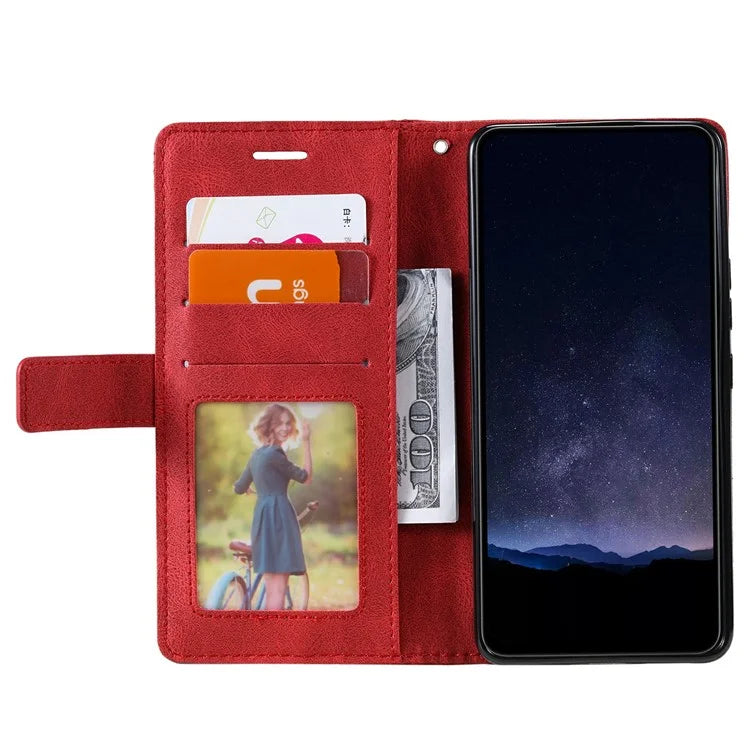 For Samsung Galaxy A04e 4G / F04 4G / M04 4G Case Leather Splicing Design Stand Phone Cover