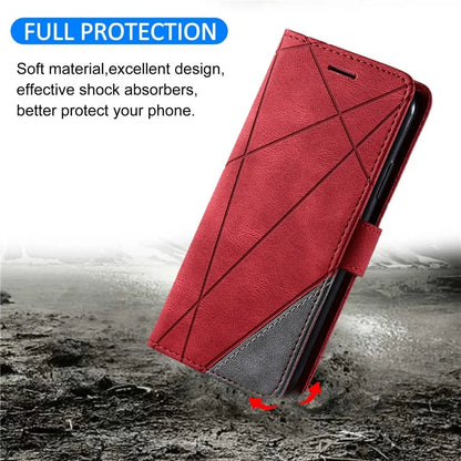 For Samsung Galaxy A04e 4G / F04 4G / M04 4G Case Leather Splicing Design Stand Phone Cover