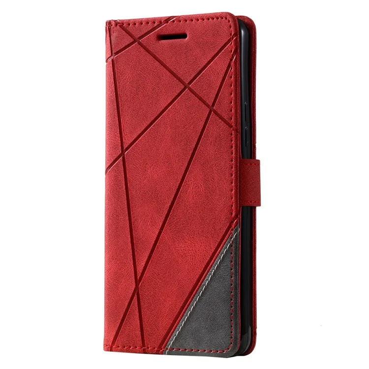 For Samsung Galaxy A04e 4G / F04 4G / M04 4G Case Leather Splicing Design Stand Phone Cover