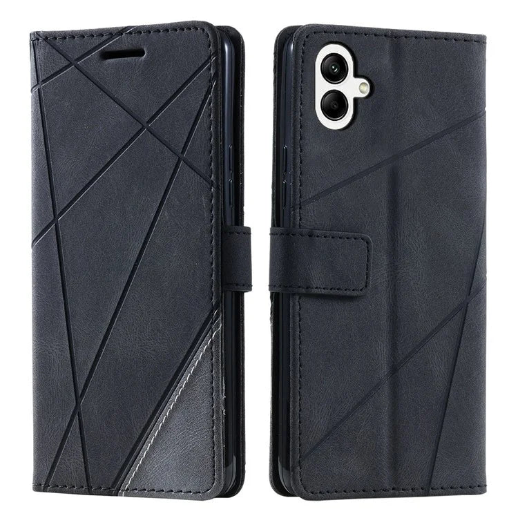 For Samsung Galaxy A04e 4G / F04 4G / M04 4G Case Leather Splicing Design Stand Phone Cover