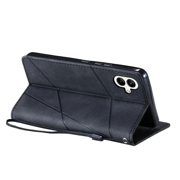 For Samsung Galaxy A04e 4G / F04 4G / M04 4G Case Leather Splicing Design Stand Phone Cover