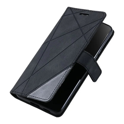 For Samsung Galaxy A04e 4G / F04 4G / M04 4G Case Leather Splicing Design Stand Phone Cover