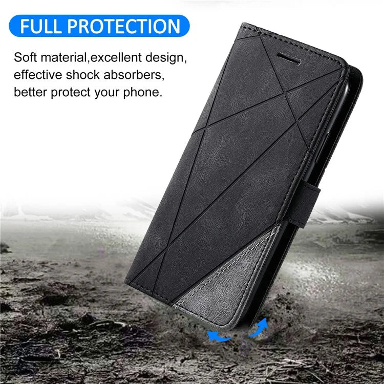 For Samsung Galaxy A04e 4G / F04 4G / M04 4G Case Leather Splicing Design Stand Phone Cover