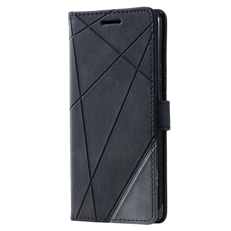 For Samsung Galaxy A04e 4G / F04 4G / M04 4G Case Leather Splicing Design Stand Phone Cover