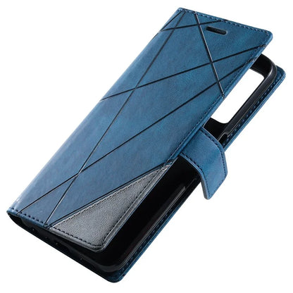 For Samsung Galaxy A73 5G Case PU Leather Phone Back Cover Lines Imprinted Wallet