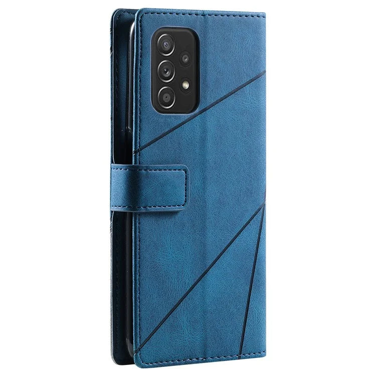 For Samsung Galaxy A73 5G Case PU Leather Phone Back Cover Lines Imprinted Wallet