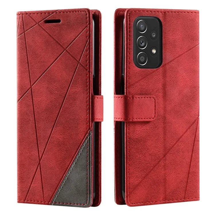 For Samsung Galaxy A73 5G Case PU Leather Phone Back Cover Lines Imprinted Wallet