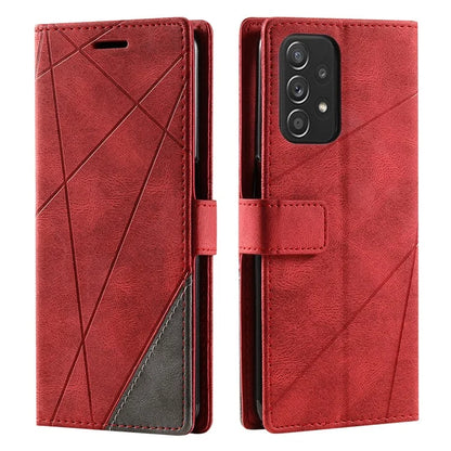 For Samsung Galaxy A73 5G Case PU Leather Phone Back Cover Lines Imprinted Wallet