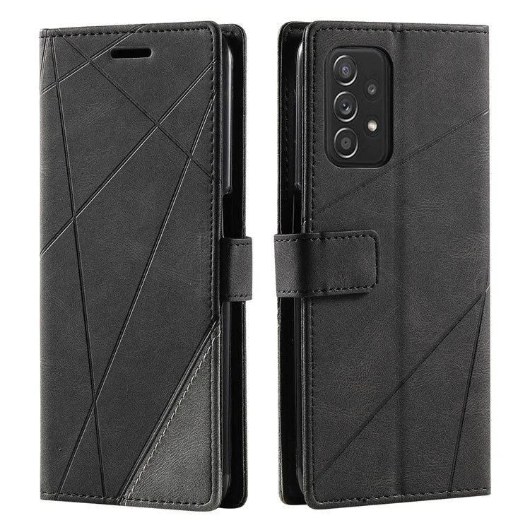 For Samsung Galaxy A73 5G Case PU Leather Phone Back Cover Lines Imprinted Wallet