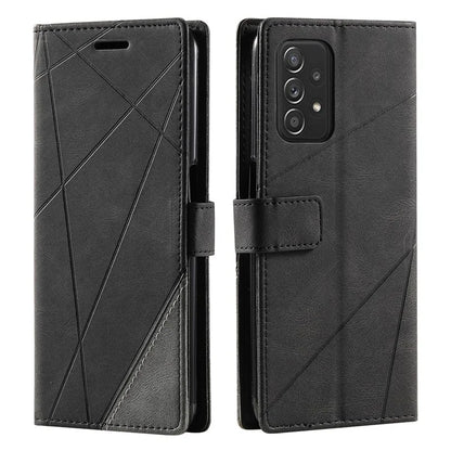 For Samsung Galaxy A73 5G Case PU Leather Phone Back Cover Lines Imprinted Wallet