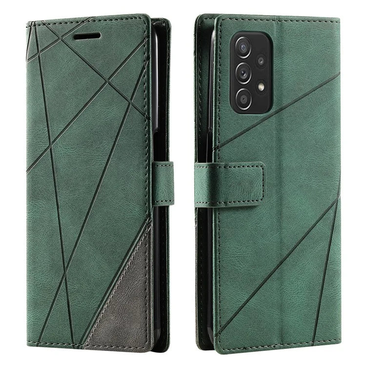 For Samsung Galaxy A73 5G Case PU Leather Phone Back Cover Lines Imprinted Wallet