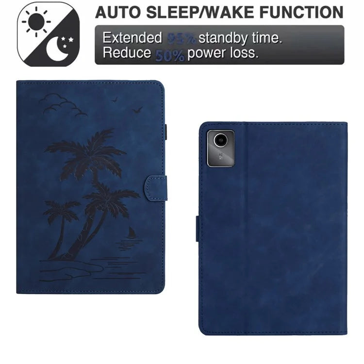 For Xiaomi Redmi Pad SE Tablet Case Card Slots Leather Cover Coconut Tree Pattern