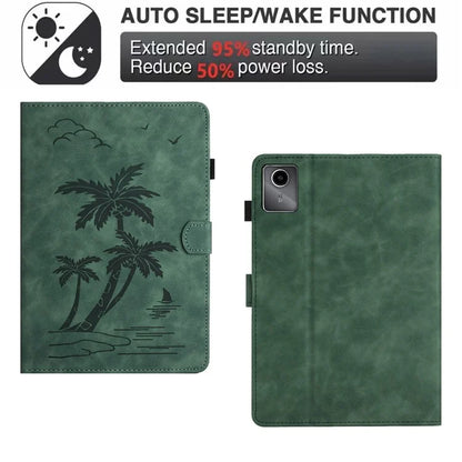 For Xiaomi Redmi Pad SE Tablet Case Card Slots Leather Cover Coconut Tree Pattern