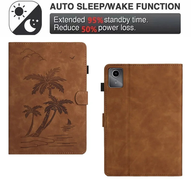For Xiaomi Redmi Pad SE Tablet Case Card Slots Leather Cover Coconut Tree Pattern