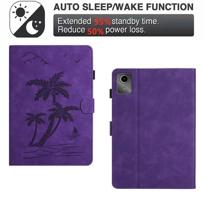 For Xiaomi Redmi Pad SE Tablet Case Card Slots Leather Cover Coconut Tree Pattern