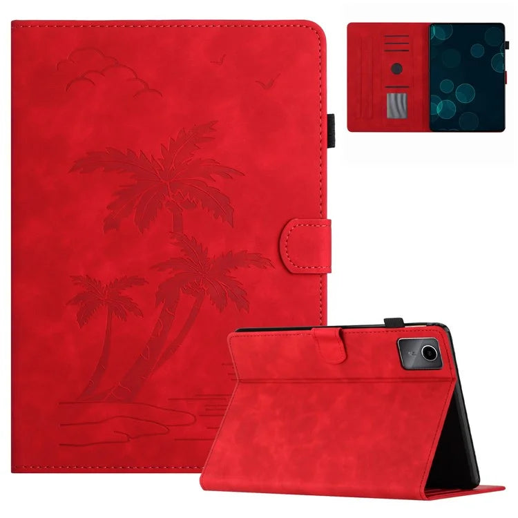 For Xiaomi Redmi Pad SE Tablet Case Card Slots Leather Cover Coconut Tree Pattern