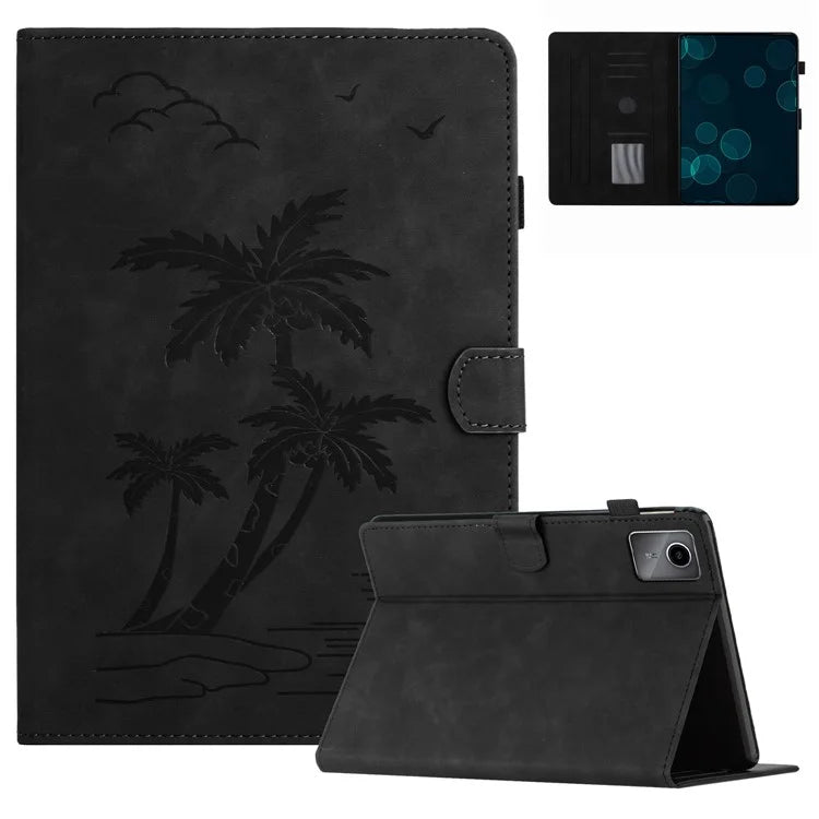 For Xiaomi Redmi Pad Leather Case Coconut Tree Imprinted Tablet Cover with Card Slots