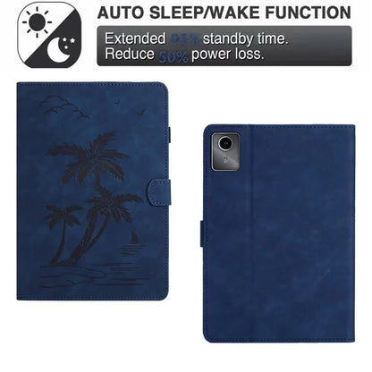 For Xiaomi Redmi Pad Leather Case Coconut Tree Imprinted Tablet Cover with Card Slots