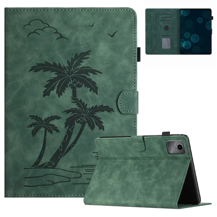For Xiaomi Redmi Pad Leather Case Coconut Tree Imprinted Tablet Cover with Card Slots