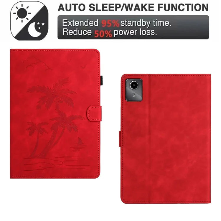 For Xiaomi Redmi Pad Leather Case Coconut Tree Imprinted Tablet Cover with Card Slots