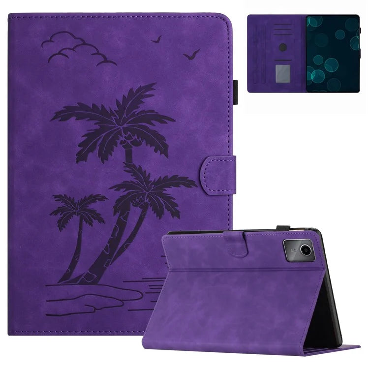 For Xiaomi Redmi Pad Leather Case Coconut Tree Imprinted Tablet Cover with Card Slots