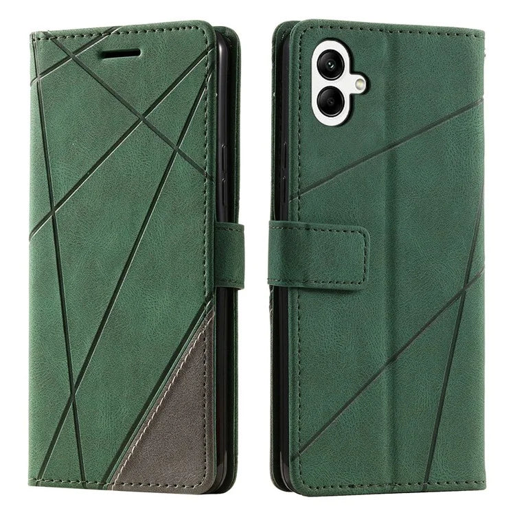 For Samsung Galaxy A05 4G Leather Case Lines Imprinted Skin-touch Wallet Phone Cover