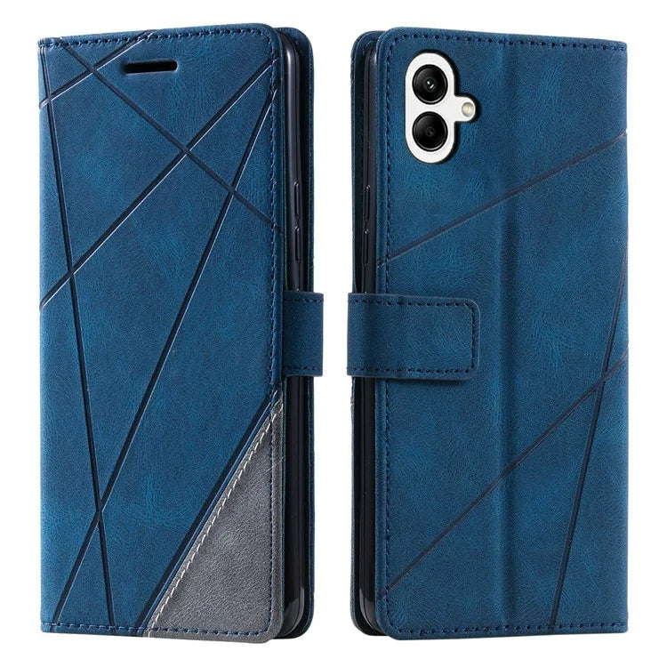 For Samsung Galaxy A05 4G Leather Case Lines Imprinted Skin-touch Wallet Phone Cover