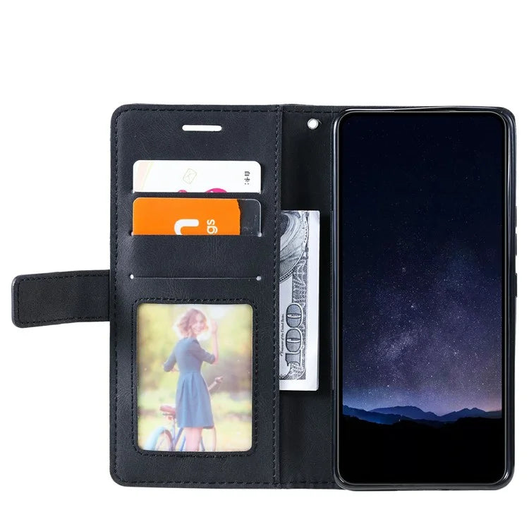 For Samsung Galaxy A05 4G Leather Case Lines Imprinted Skin-touch Wallet Phone Cover