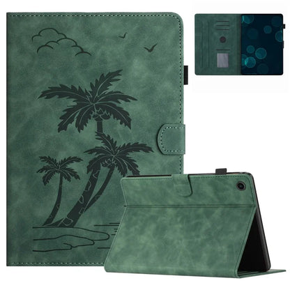 For Lenovo Tab M10 Plus (3rd Gen) Case Coconut Tree Imprinted PU Leather Folio Stand Smart Tablet Cover