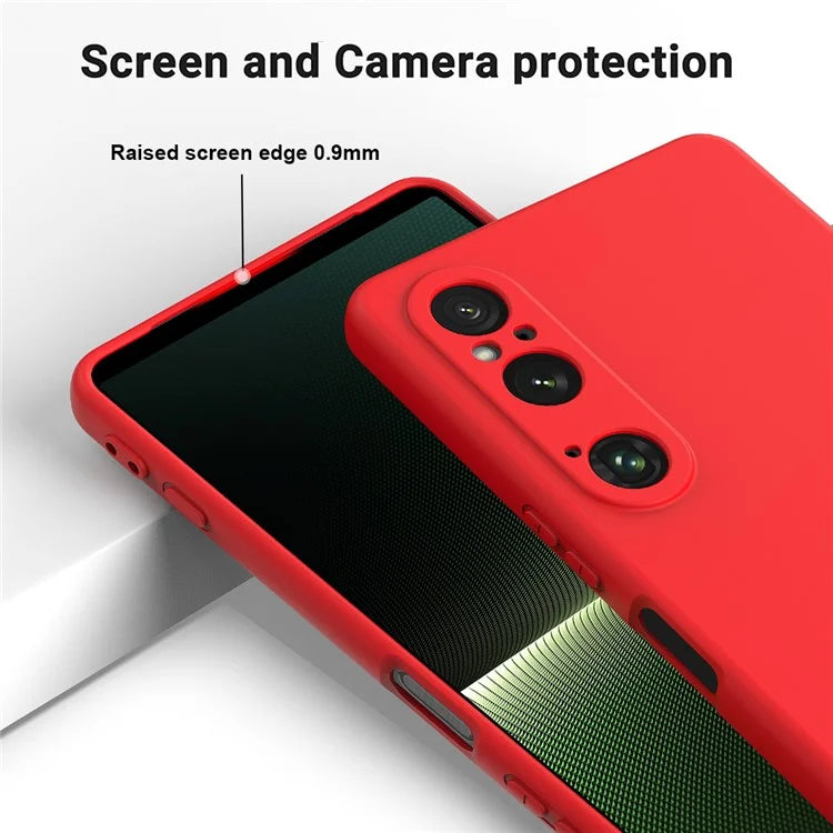 For Sony Xperia 1 VI Case Liquid Silicone Lining Cushion Drop Protection Phone Cover with Strap