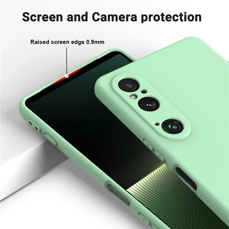 For Sony Xperia 1 VI Case Liquid Silicone Lining Cushion Drop Protection Phone Cover with Strap