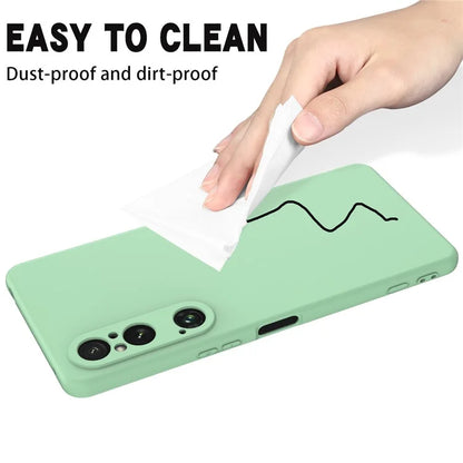 For Sony Xperia 1 VI Case Liquid Silicone Lining Cushion Drop Protection Phone Cover with Strap