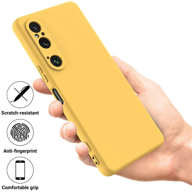 For Sony Xperia 1 VI Case Liquid Silicone Lining Cushion Drop Protection Phone Cover with Strap