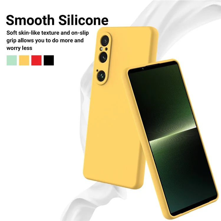 For Sony Xperia 1 VI Case Liquid Silicone Lining Cushion Drop Protection Phone Cover with Strap