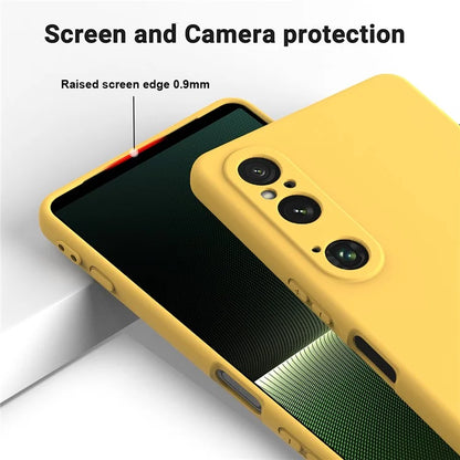 For Sony Xperia 1 VI Case Liquid Silicone Lining Cushion Drop Protection Phone Cover with Strap