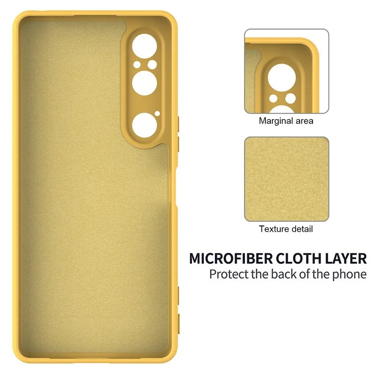 For Sony Xperia 1 VI Case Liquid Silicone Lining Cushion Drop Protection Phone Cover with Strap
