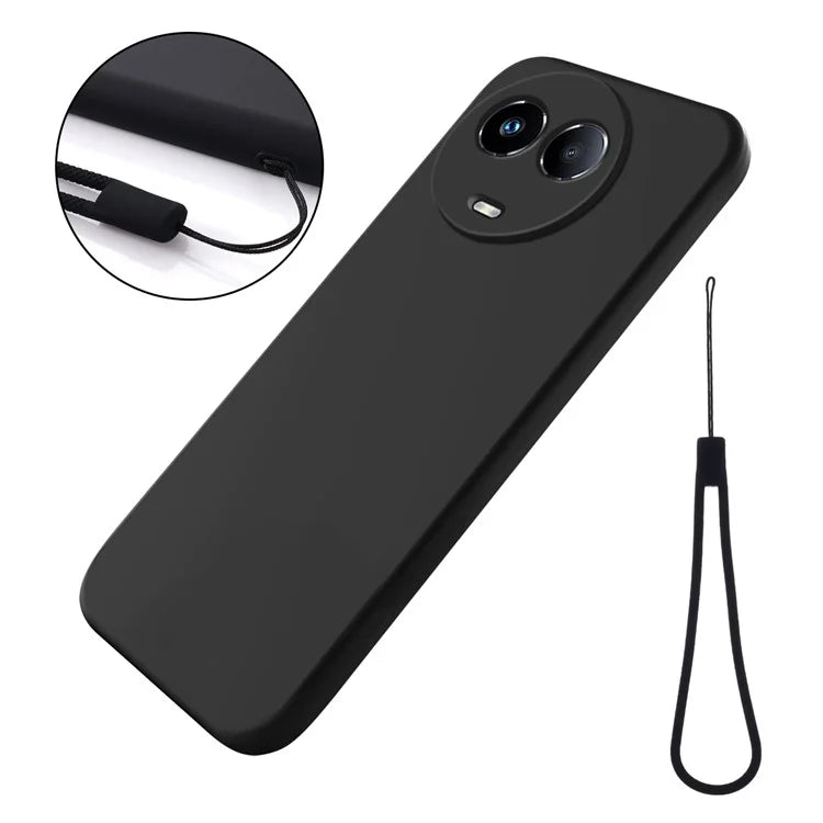 For Realme C67 5G Phone Case Liquid Silicone Back Cover with Wrist Strap