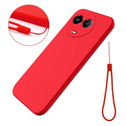 For Realme C67 5G Phone Case Liquid Silicone Back Cover with Wrist Strap