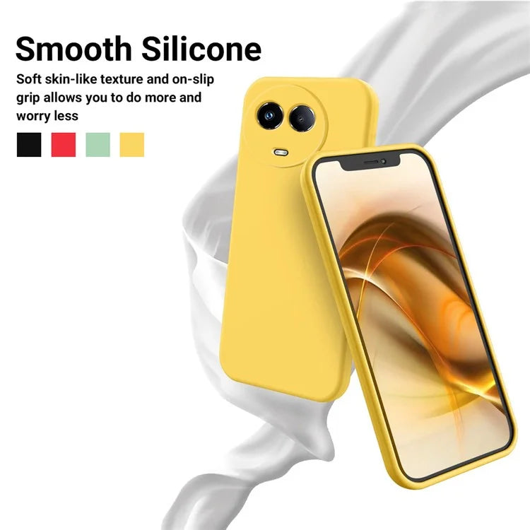 For Realme C67 5G Phone Case Liquid Silicone Back Cover with Wrist Strap