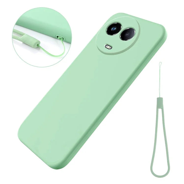 For Realme C67 5G Phone Case Liquid Silicone Back Cover with Wrist Strap