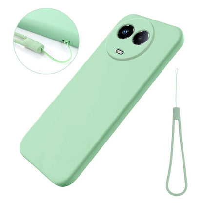 For Realme C67 5G Phone Case Liquid Silicone Back Cover with Wrist Strap