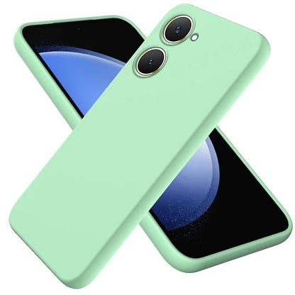 For vivo Y03 Phone Cover Liquid Silicone Drop-resistant Protective Case with Hand Strap