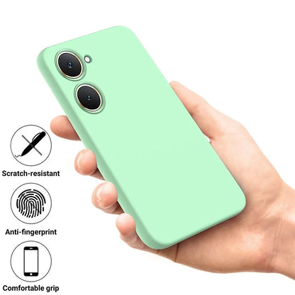 For vivo Y03 Phone Cover Liquid Silicone Drop-resistant Protective Case with Hand Strap