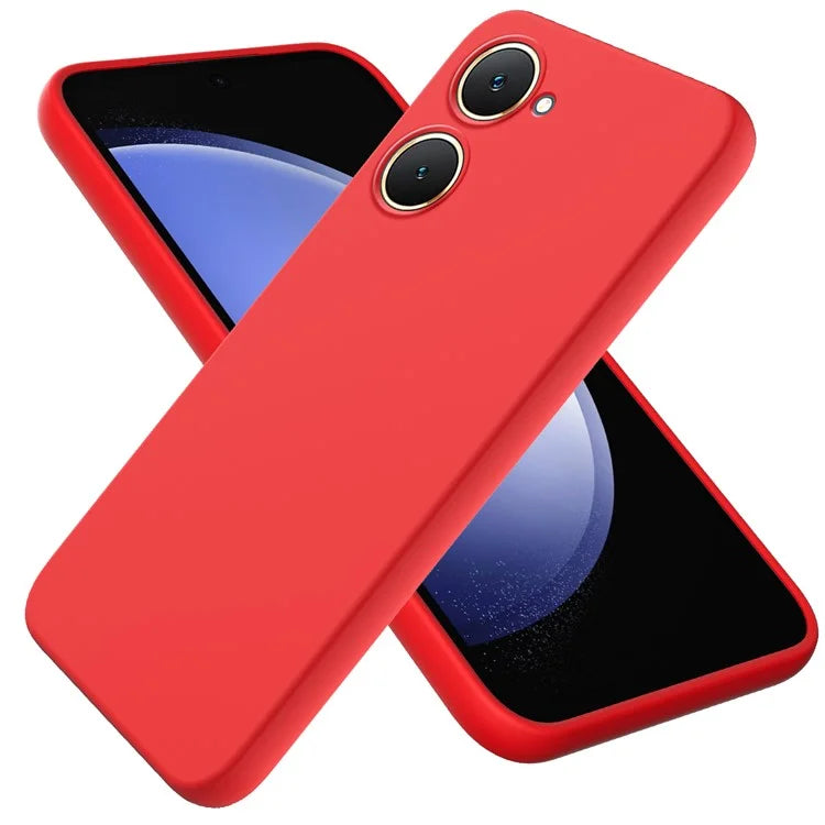 For vivo Y03 Phone Cover Liquid Silicone Drop-resistant Protective Case with Hand Strap