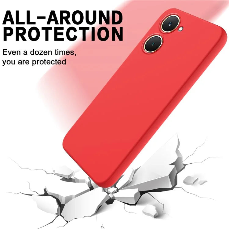 For vivo Y03 Phone Cover Liquid Silicone Drop-resistant Protective Case with Hand Strap