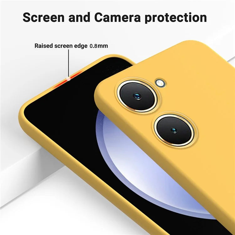 For vivo Y03 Phone Cover Liquid Silicone Drop-resistant Protective Case with Hand Strap
