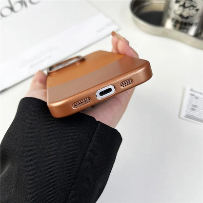 For iPhone 12 Pro Max Shockproof Case Nappa Texture PU+PC Slim Phone Cover