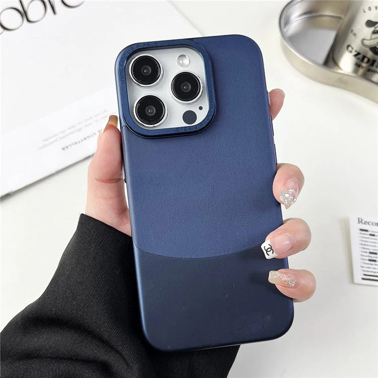 For iPhone 12 Pro Max Shockproof Case Nappa Texture PU+PC Slim Phone Cover