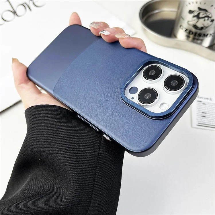 For iPhone 14 Pro Case Nappa Texture PU Hard PC Protective Phone Cover